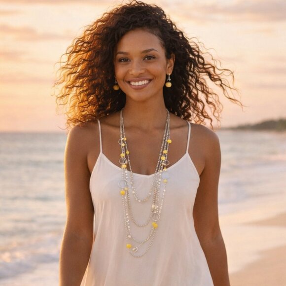 Boho Multi Strand Necklace & Earring Set - Picture 4 of 7